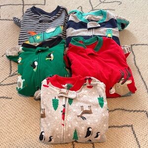 Lot of 5 Carter’s Toddler Size 3T One-Piece Zip-up Fleece Pajamas